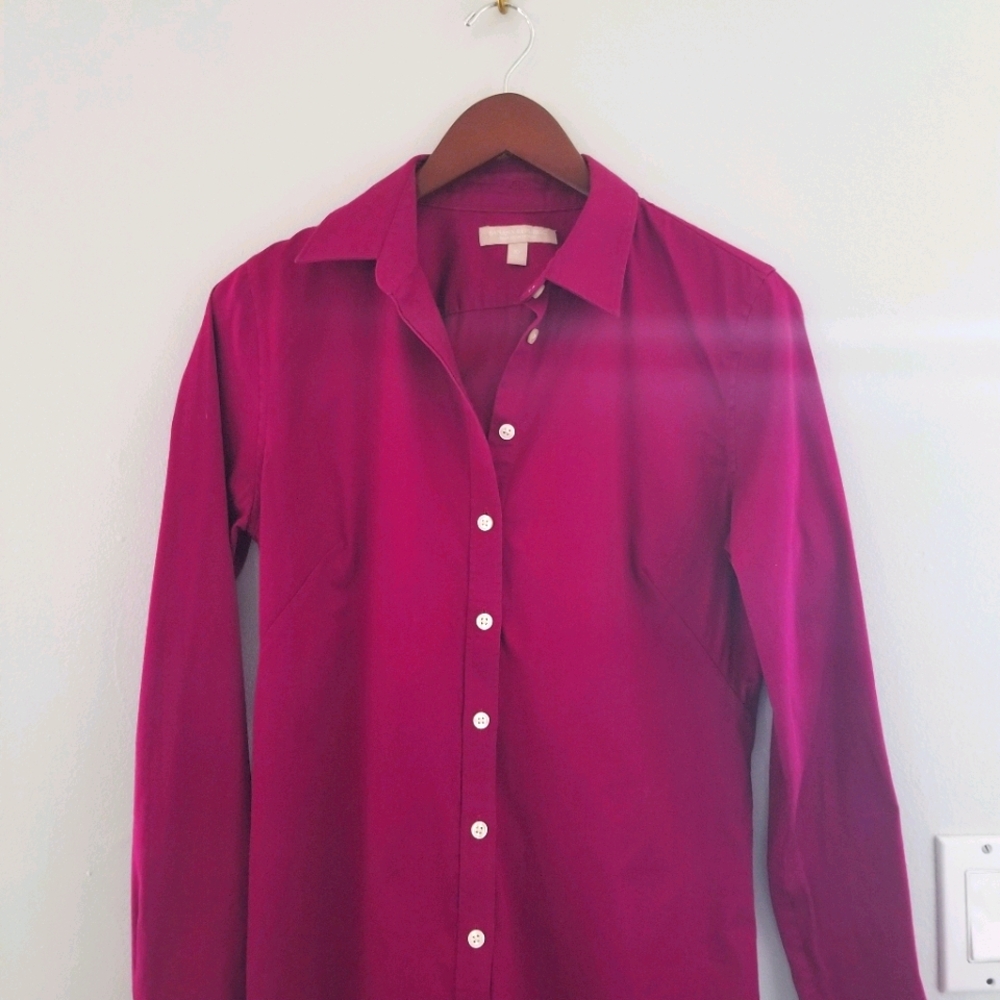 BR fushia colored button up shirt
